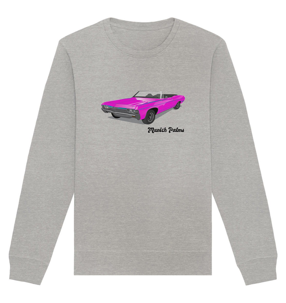 Pink Retro Classic Car Oldtimer, Car, Convertible by Munich Palms - Organic Basic Unisex Sweatshirt