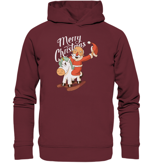 Weihnachten Nikolaus am Schaukelpferd Merry Christmas  - Organic Fashion Hoodie