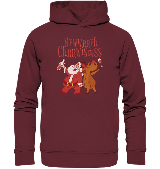 Drunk Santa Claus with Reindeer - Organic Fashion Hoodie