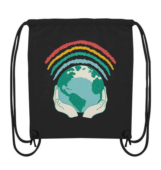 Arc-en-ciel avec globe dans les mains - Sac de sport bio