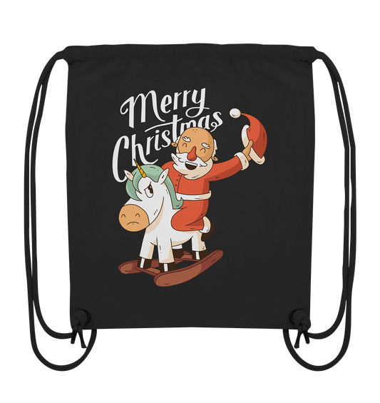 Christmas Santa Claus on the rocking horse Merry Christmas - Organic Gym Bag