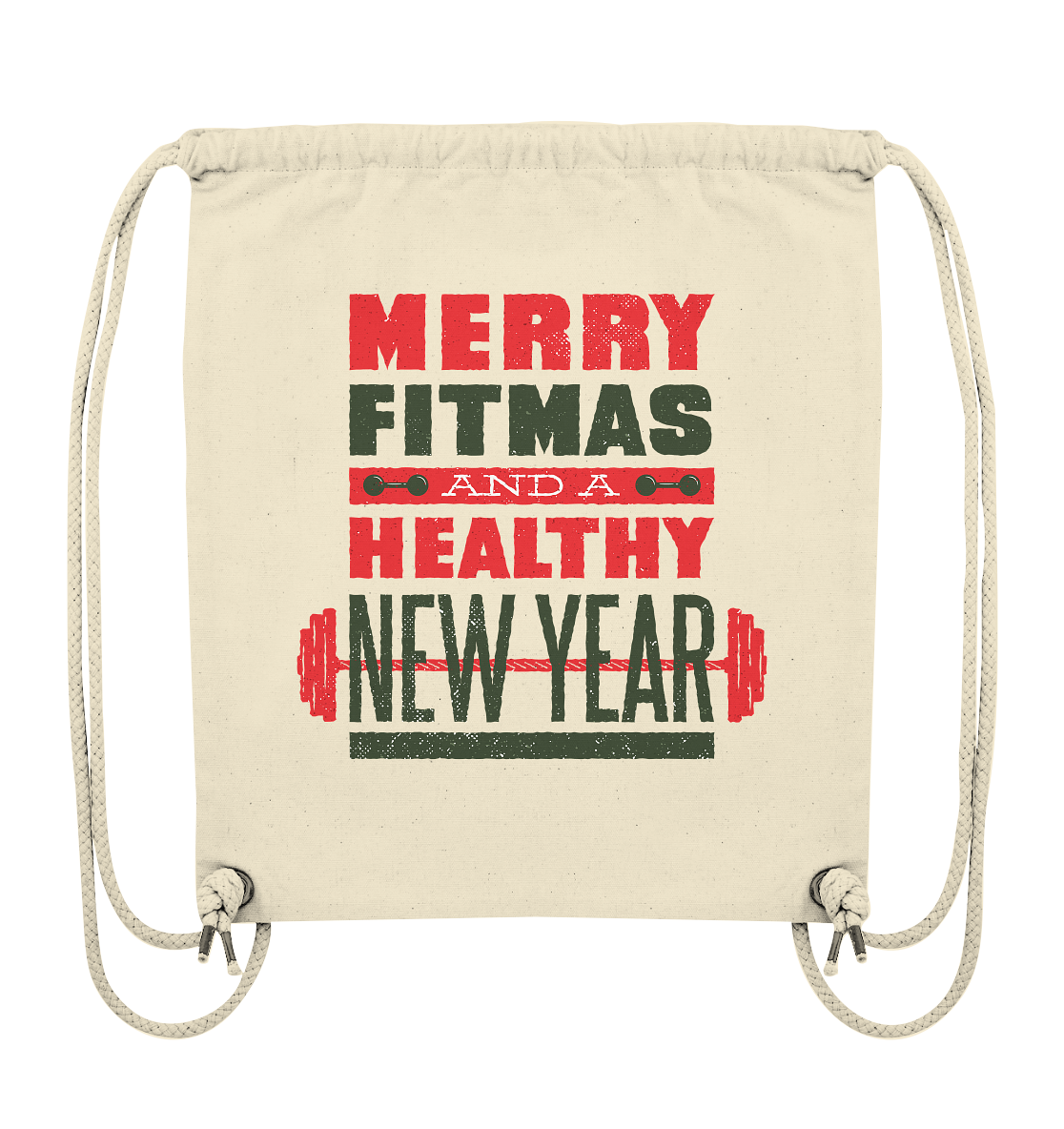 Weihnachtliches Design, Gym, Merry Fitmas and a Healthy New Year - Organic Gym-Bag