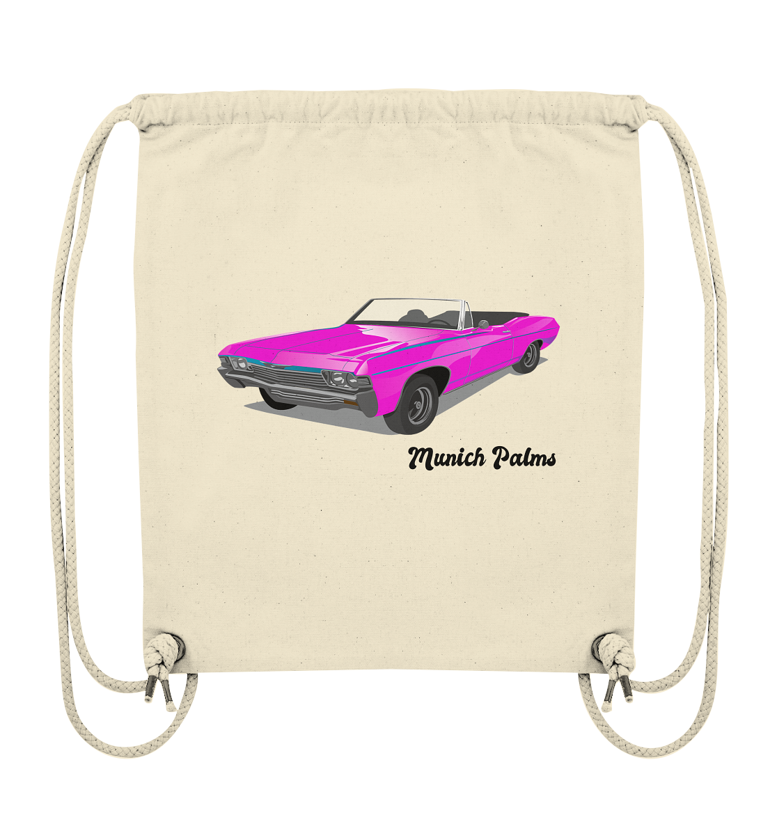 Pink Retro Classic Car Oldtimer, Car, Convertible by Munich Palms - Organic Gym Bag