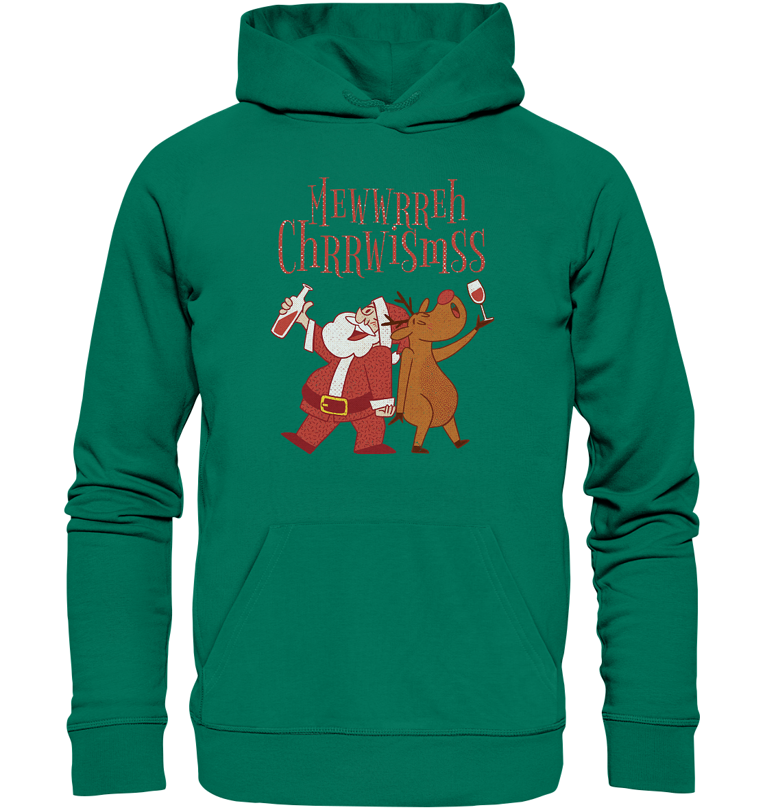 Betrunkerner Nikolaus mit Rentier - Organic Hoodie
