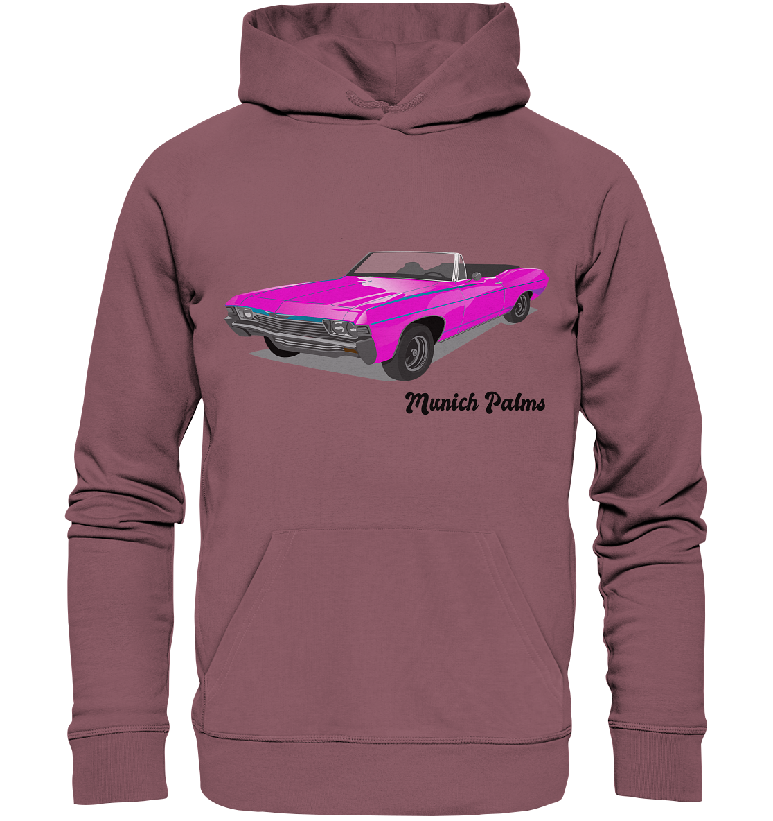 Pink Retro Classic Car Oldtimer , Auto ,Cabrio by Munich Palms - Organic Hoodie