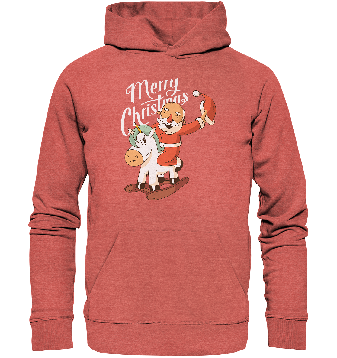 Weihnachten Nikolaus am Schaukelpferd Merry Christmas  - Organic Hoodie