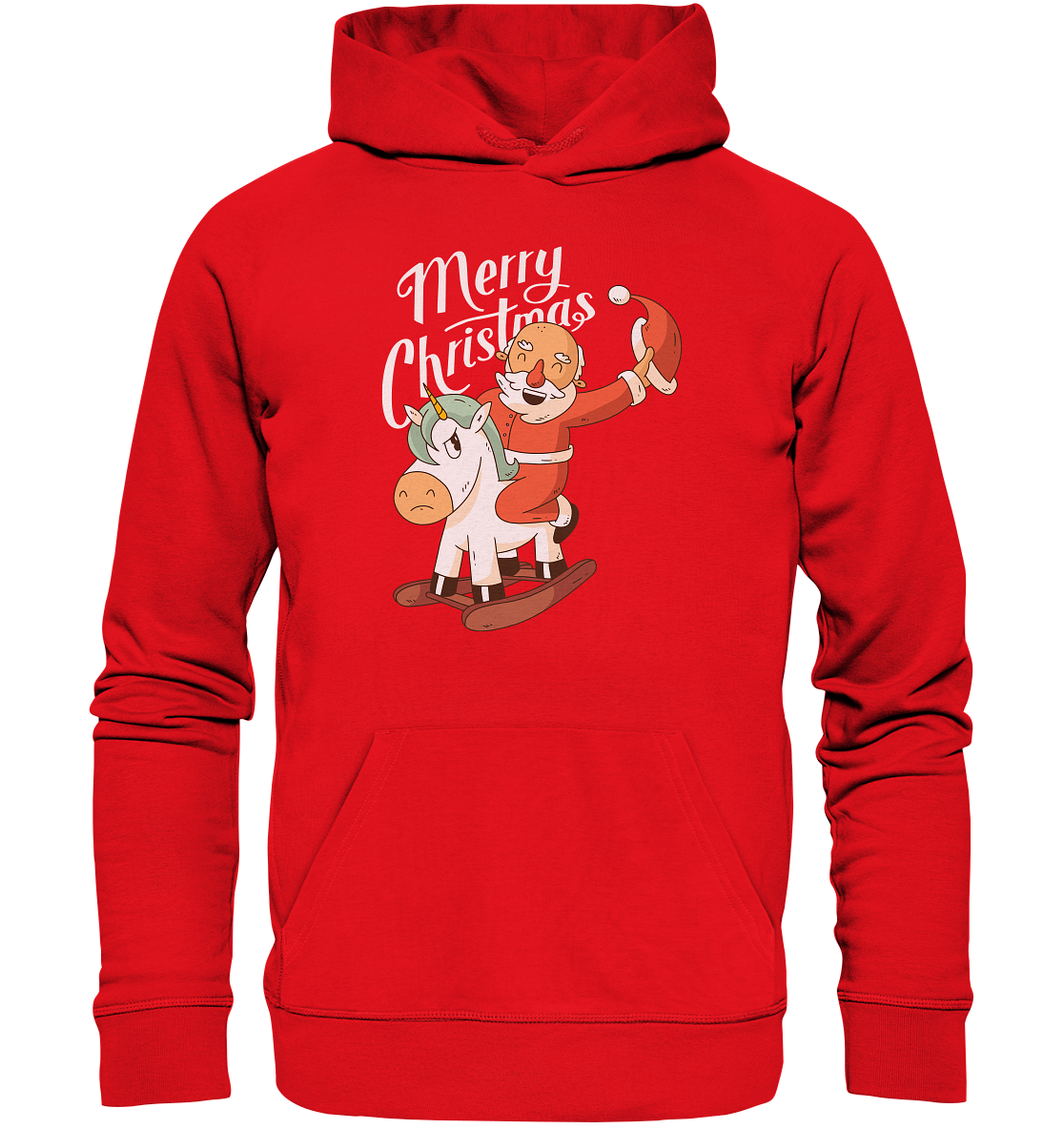 Weihnachten Nikolaus am Schaukelpferd Merry Christmas  - Organic Hoodie