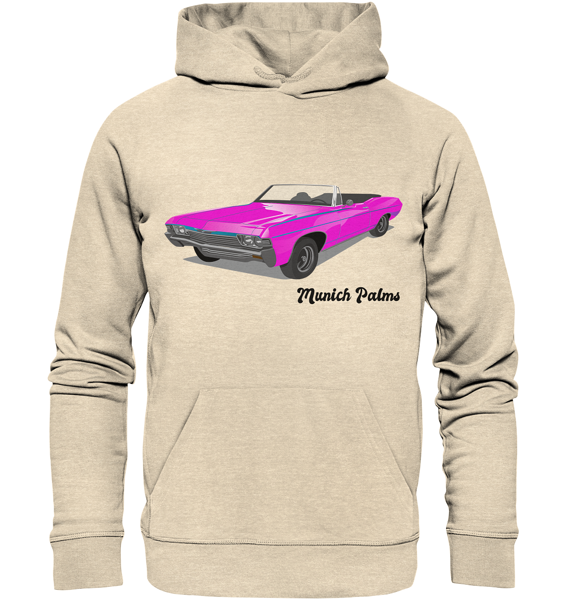 Pink Retro Classic Car Oldtimer , Auto ,Cabrio by Munich Palms - Organic Hoodie