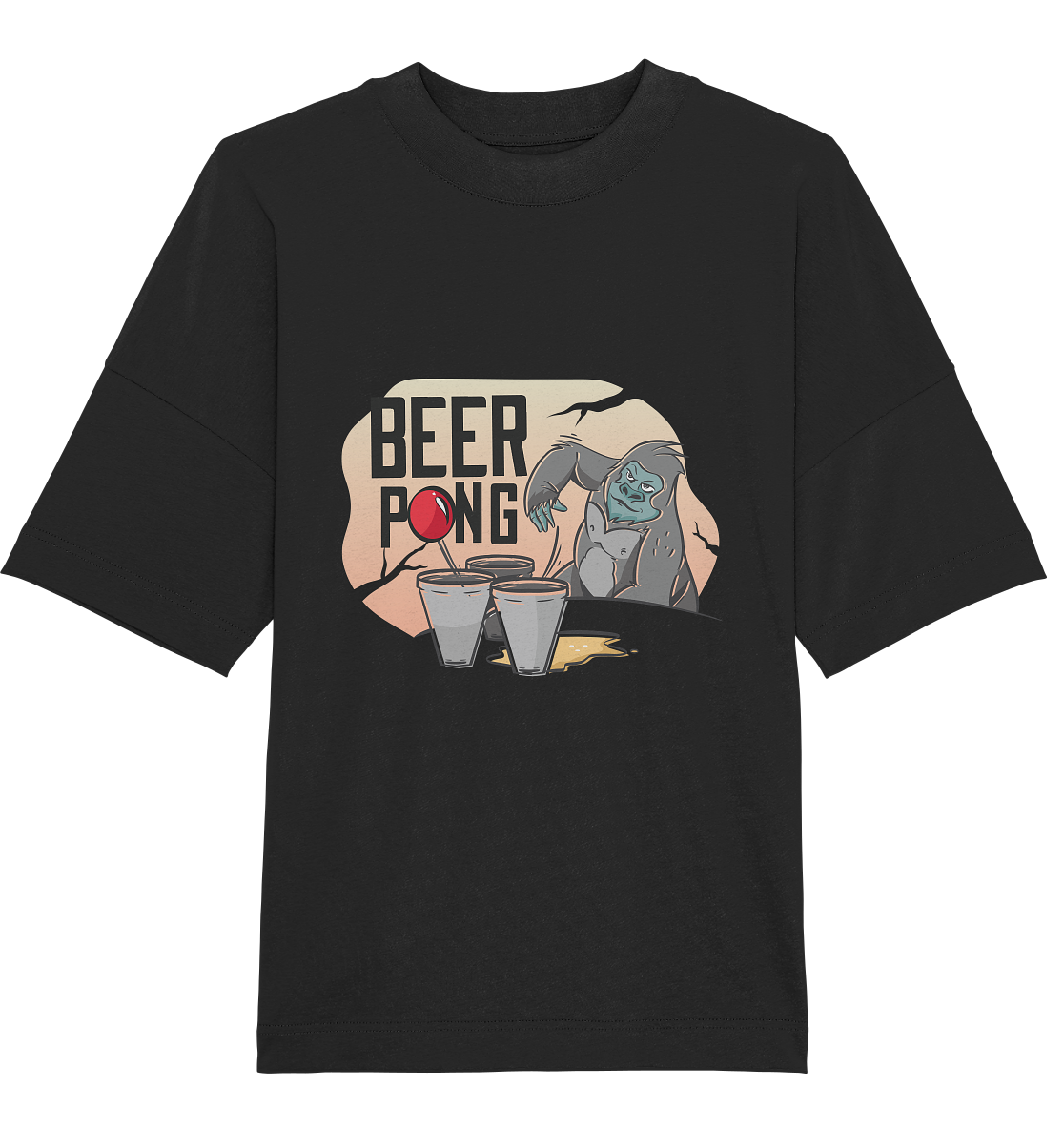 Bier - Beer Pong Gorilla  - Organic Oversize Shirt