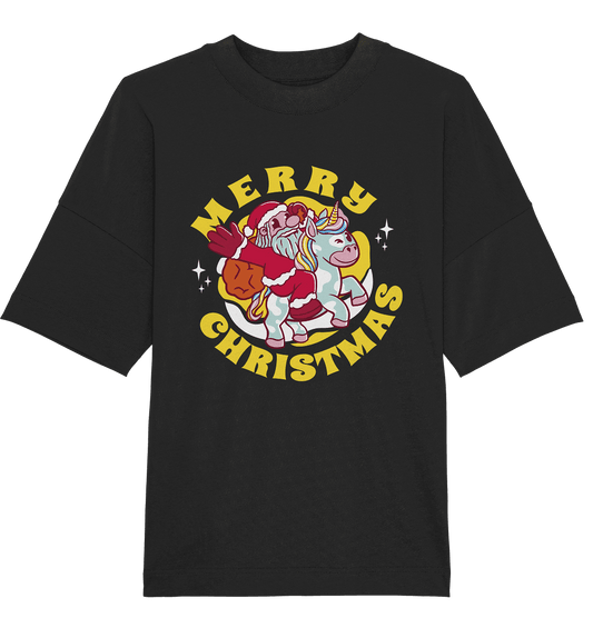 Nikolaus auf Einhorn reitend , Santa Claus Unicorn ,Merry Christmas - Organic Oversize Shirt - Online Kaufhaus München