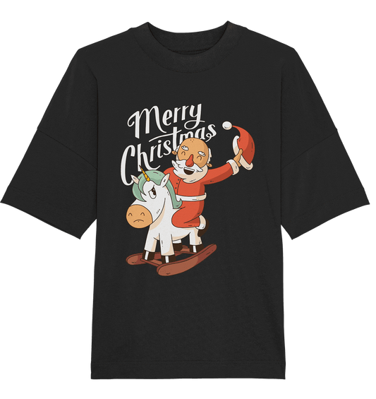 Weihnachten Nikolaus am Schaukelpferd Merry Christmas - Organic Oversize Shirt - Online Kaufhaus München