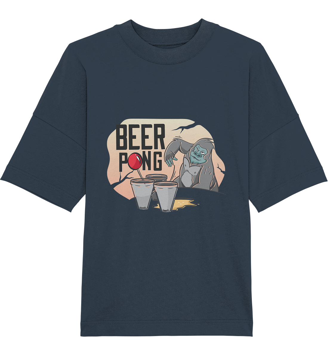 Bier - Beer Pong Gorilla  - Organic Oversize Shirt