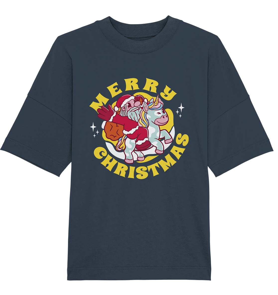 Nikolaus auf Einhorn reitend , Santa Claus Unicorn ,Merry Christmas  - Organic Oversize Shirt