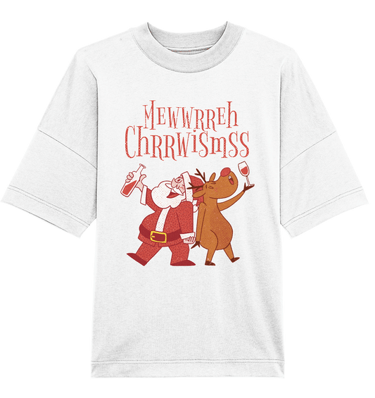 Betrunkerner Nikolaus mit Rentier - Organic Oversize Shirt - Online Kaufhaus München