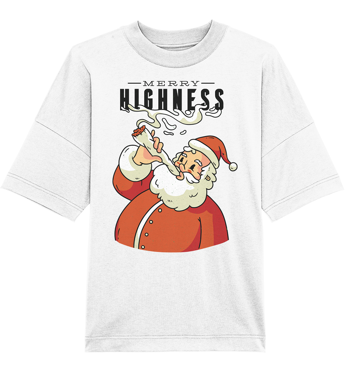 Weihnachten Kiffender Weihnachtsmann Nikolaus Merry Highness - Organic Oversize Shirt