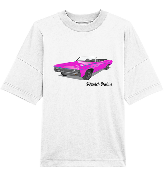Pink Retro Classic Car Oldtimer , Auto ,Cabrio by Munich Palms - Organic Oversize Shirt