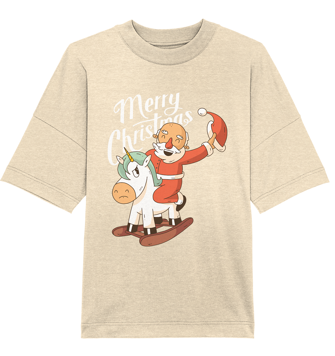 Weihnachten Nikolaus am Schaukelpferd Merry Christmas  - Organic Oversize Shirt