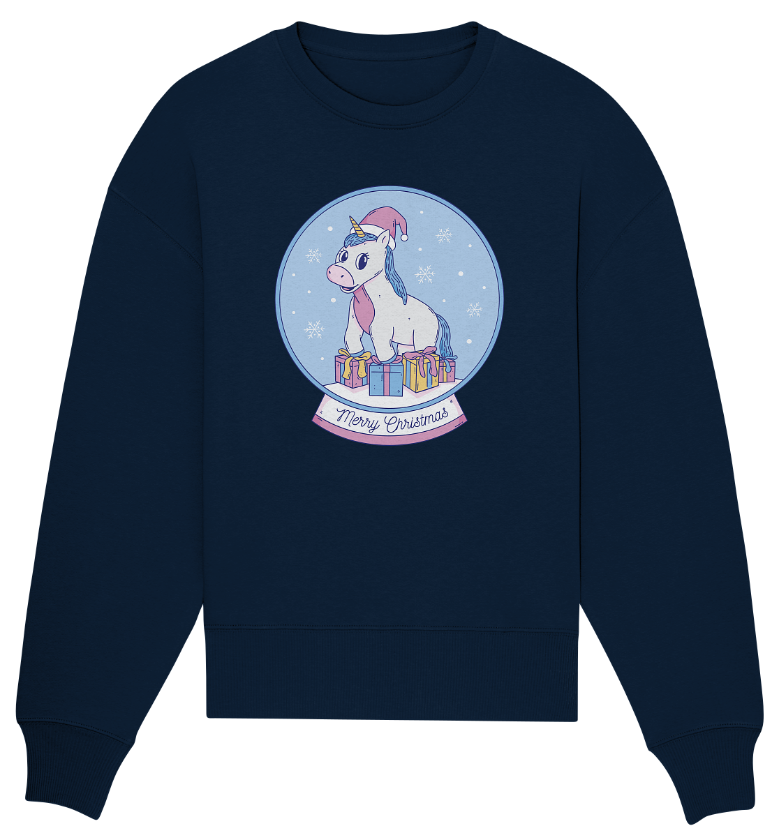 Weihnachten , Weihnachtskugel mit Einhorn , Unicorn Merry Christmas - Organic Oversize Sweatshirt