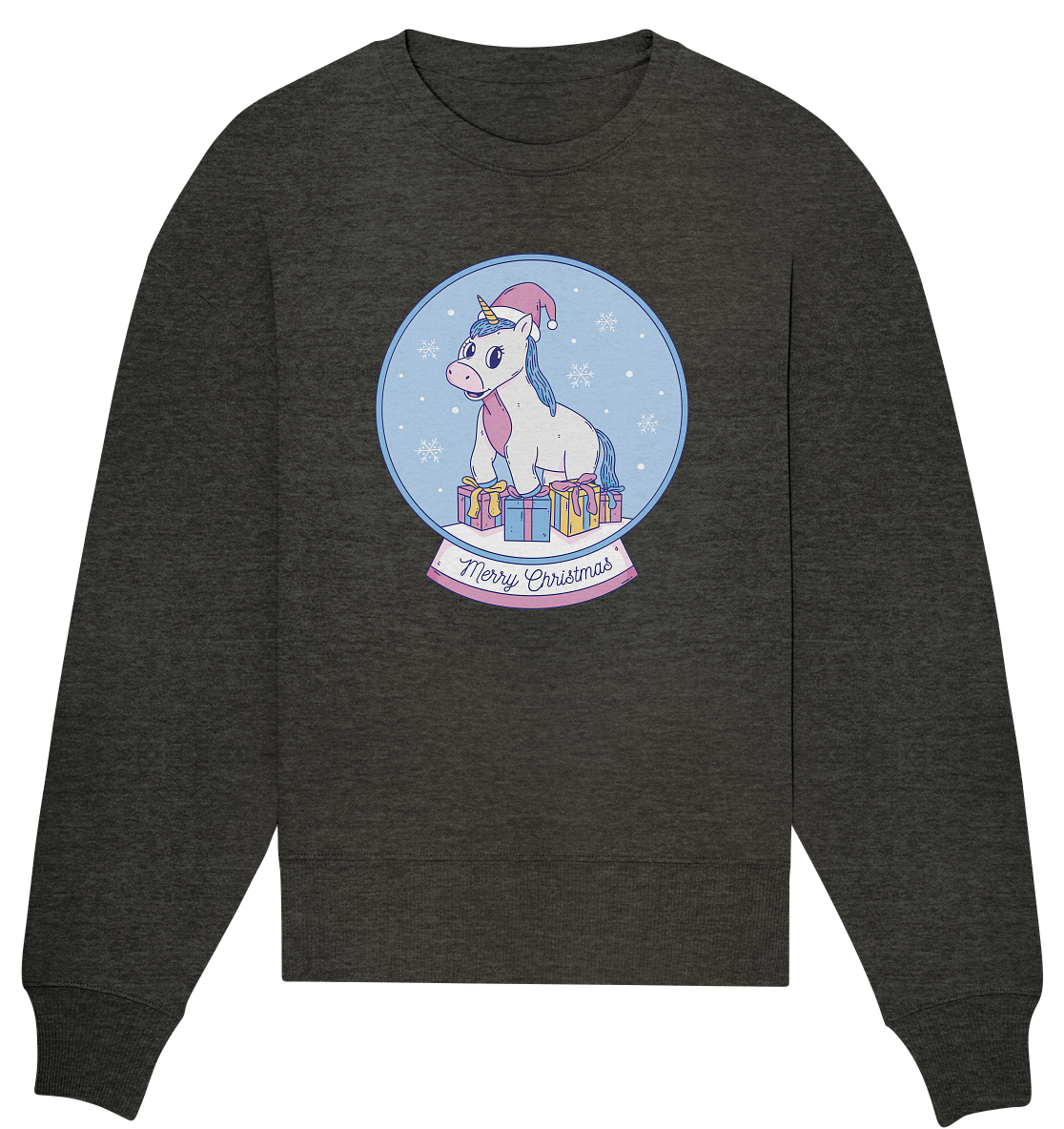 Christmas, Christmas ball with unicorn, Unicorn Merry Christmas - Organic Oversize Sweatshirt