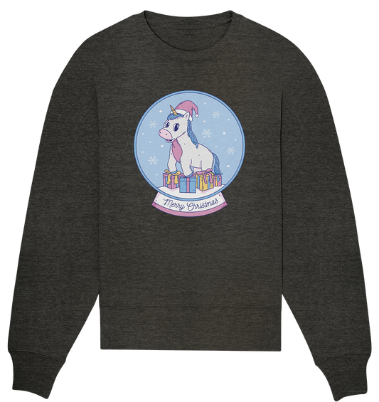 Christmas, Christmas ball with unicorn, Unicorn Merry Christmas - Organic Oversize Sweatshirt