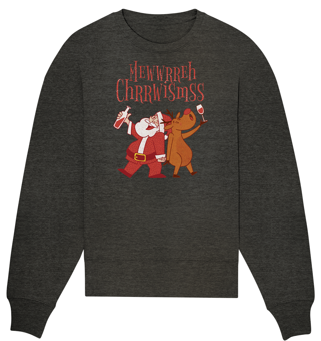 Betrunkerner Nikolaus mit Rentier - Organic Oversize Sweatshirt