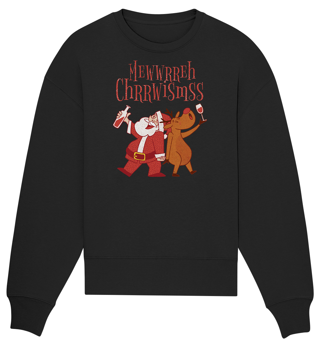 Betrunkerner Nikolaus mit Rentier - Organic Oversize Sweatshirt