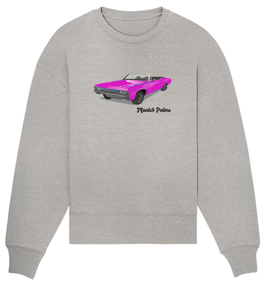 Pink Retro Classic Car Oldtimer, Car, Convertible by Munich Palms - Organic Oversize Sweatshirt