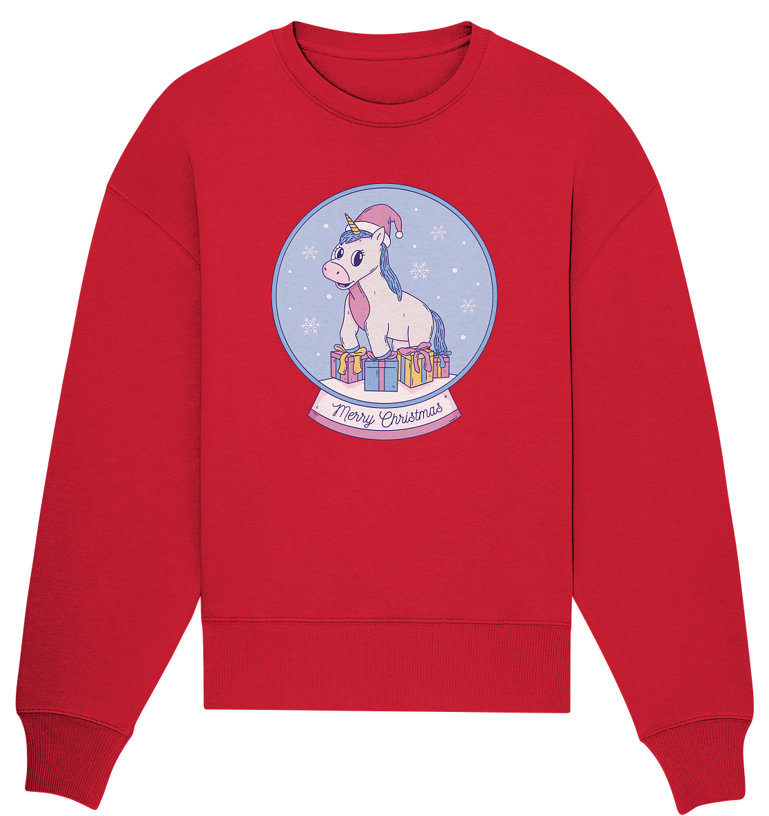 Weihnachten , Weihnachtskugel mit Einhorn , Unicorn Merry Christmas - Organic Oversize Sweatshirt