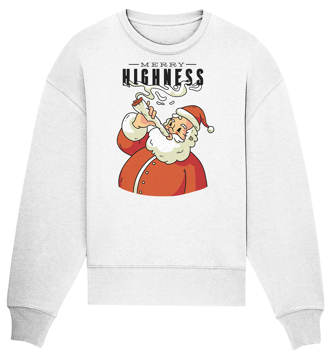 Weihnachten Kiffender Weihnachtsmann Nikolaus Merry Highness - Organic Oversize Sweatshirt