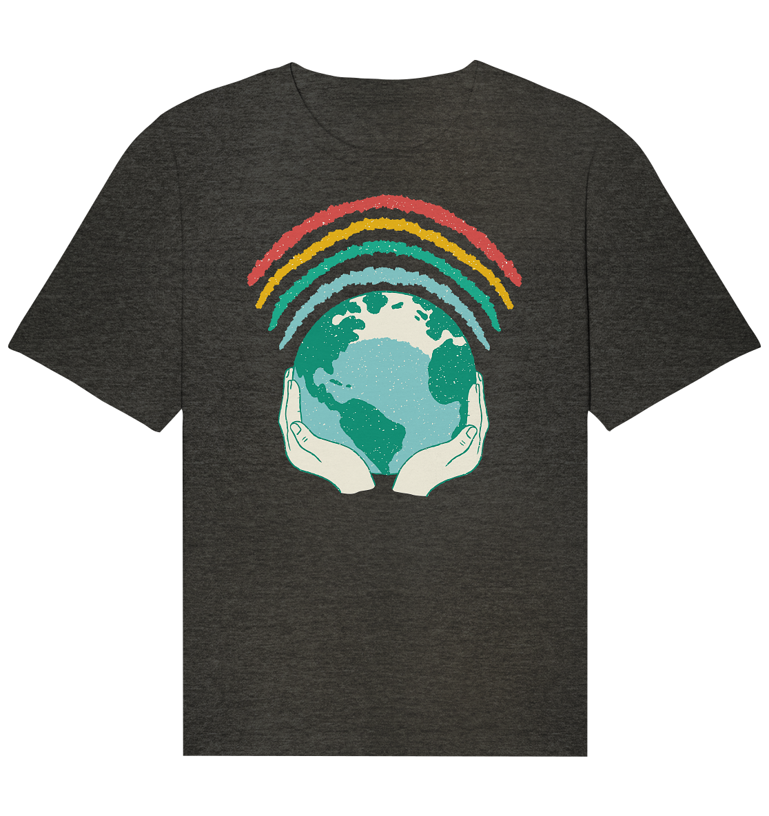 Regenbogen mit Weltkugel in Händen    - Organic Relaxed Shirt