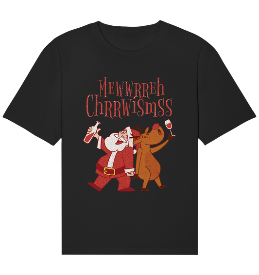 Drunk Santa Claus with Reindeer - Organic Relaxed Shirt