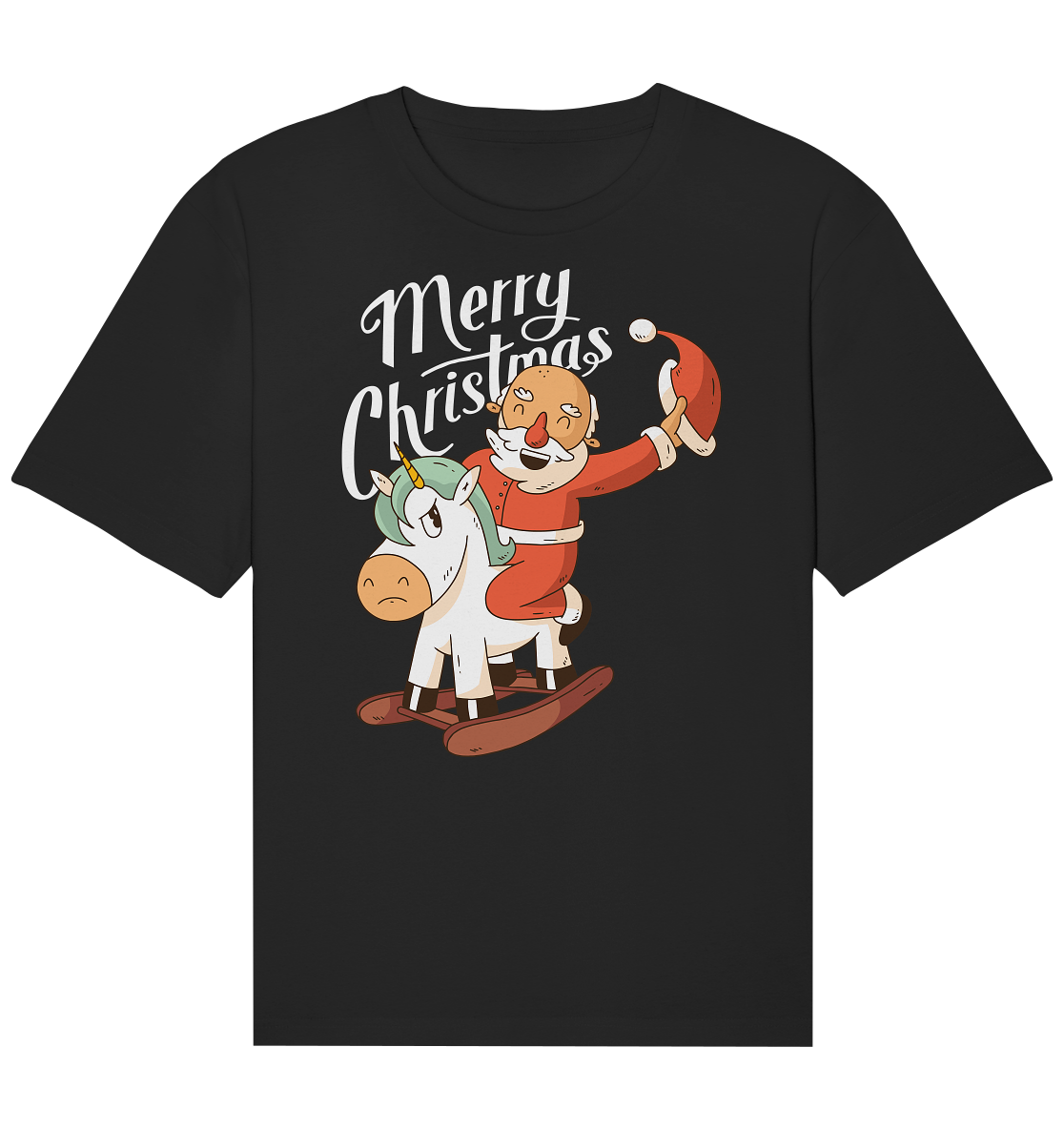 Weihnachten Nikolaus am Schaukelpferd Merry Christmas  - Organic Relaxed Shirt