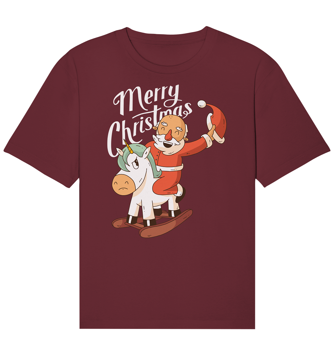 Weihnachten Nikolaus am Schaukelpferd Merry Christmas  - Organic Relaxed Shirt