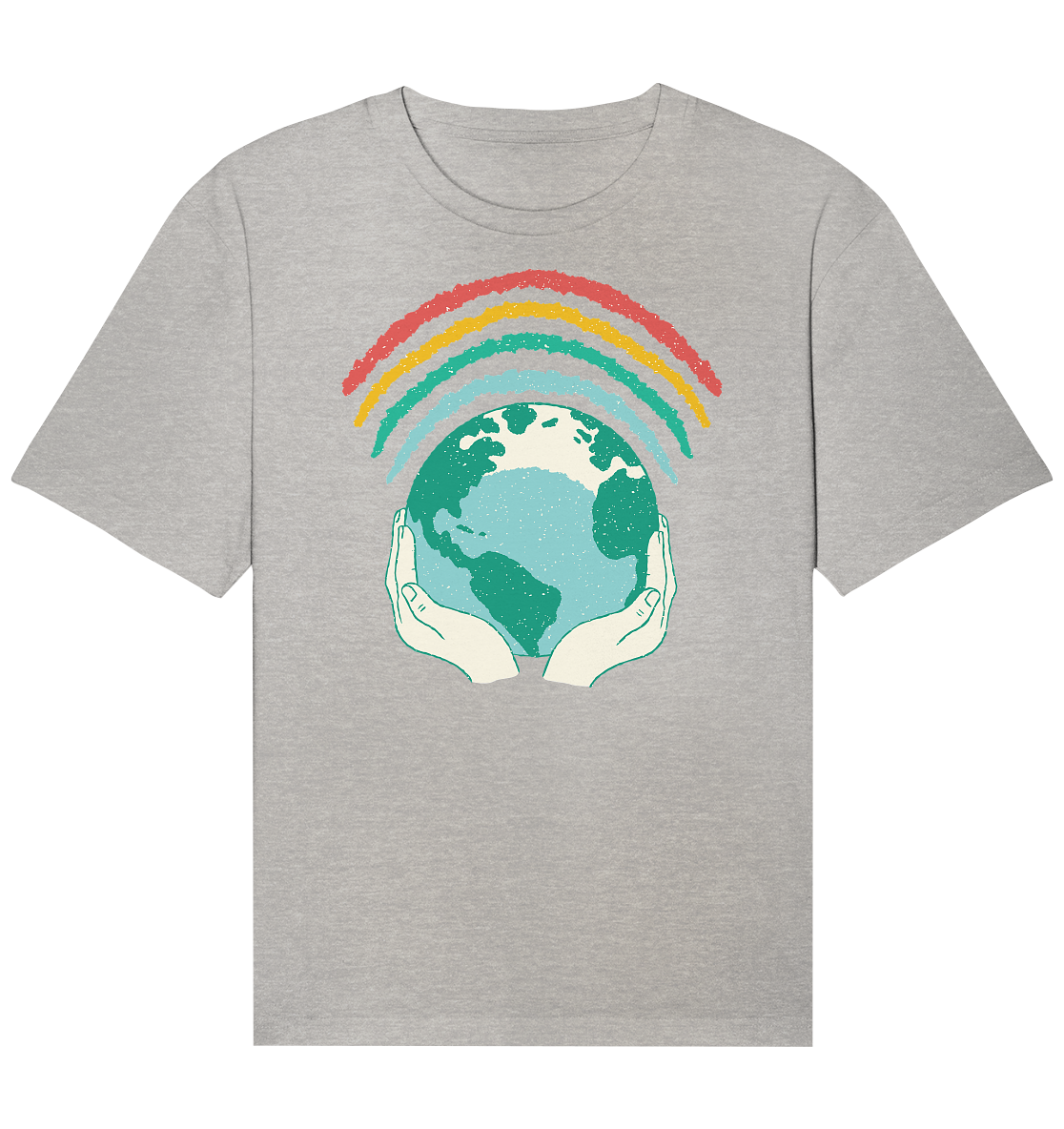 Regenbogen mit Weltkugel in Händen    - Organic Relaxed Shirt