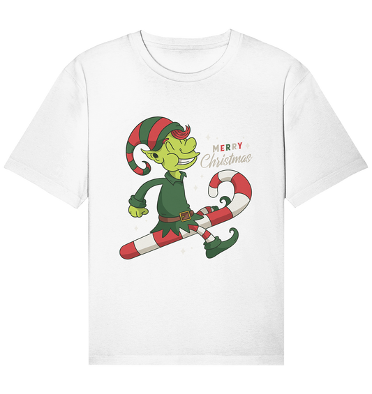 Weihnacht Design Netter Weihnachtself  mit Zuckerstange Merry Christmas - Organic Relaxed Shirt