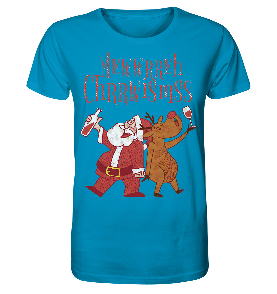 Betrunkerner Nikolaus mit Rentier - Organic Shirt