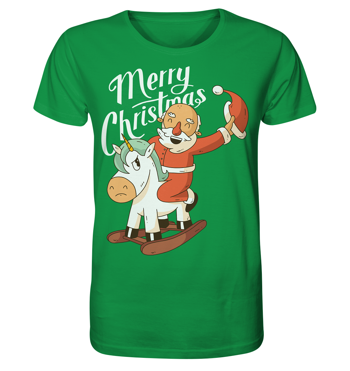 Weihnachten Nikolaus am Schaukelpferd Merry Christmas  - Organic Shirt