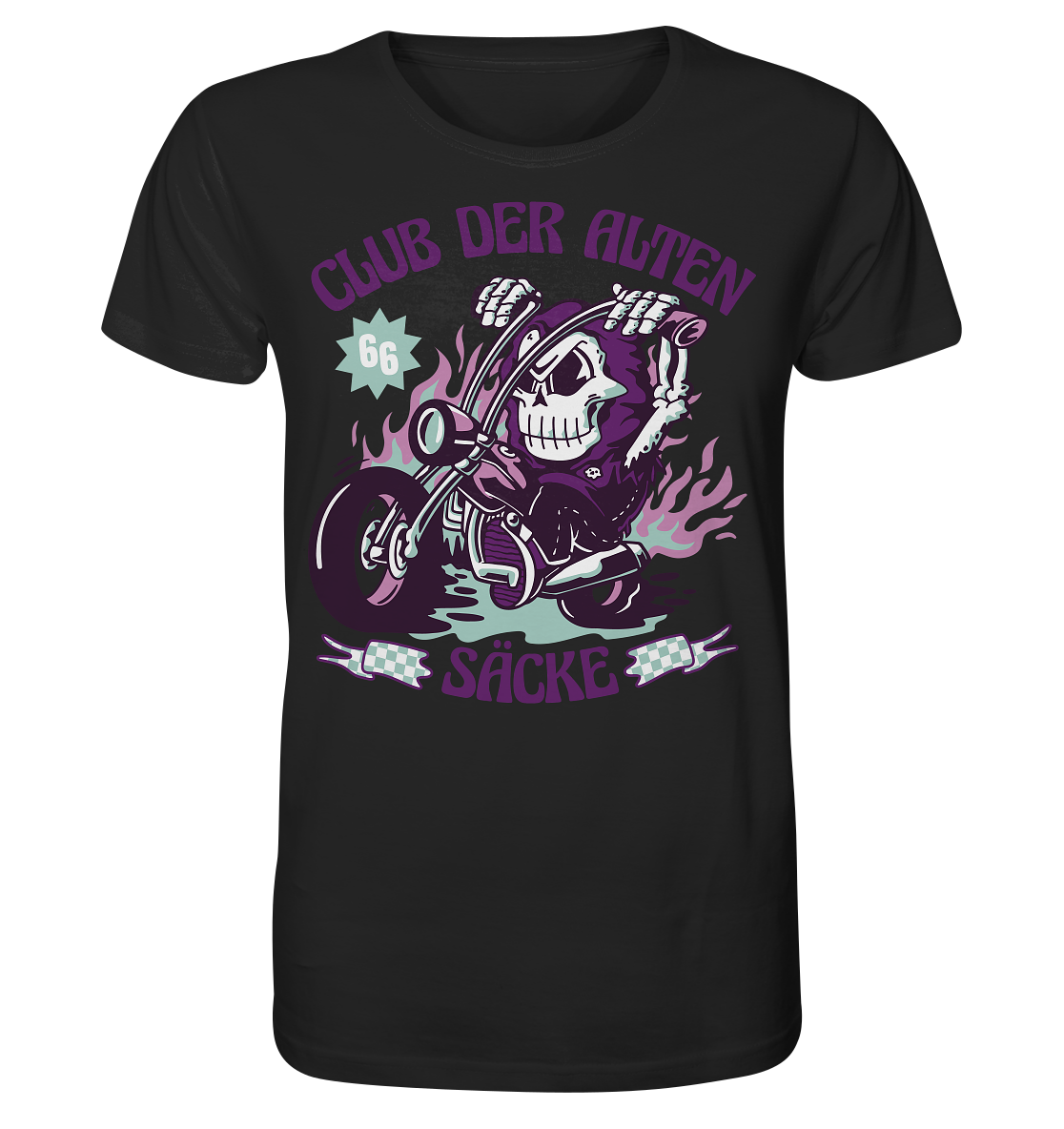 Club der alten Säcke ,Biker ,Motorradfahrer Skelett - Organic Shirt