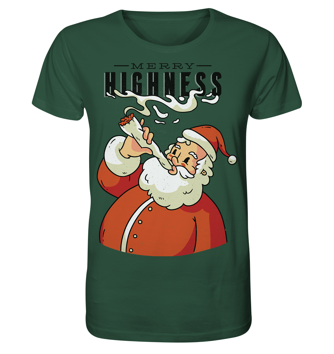 Weihnachten Kiffender Weihnachtsmann Nikolaus Merry Highness - Organic Shirt