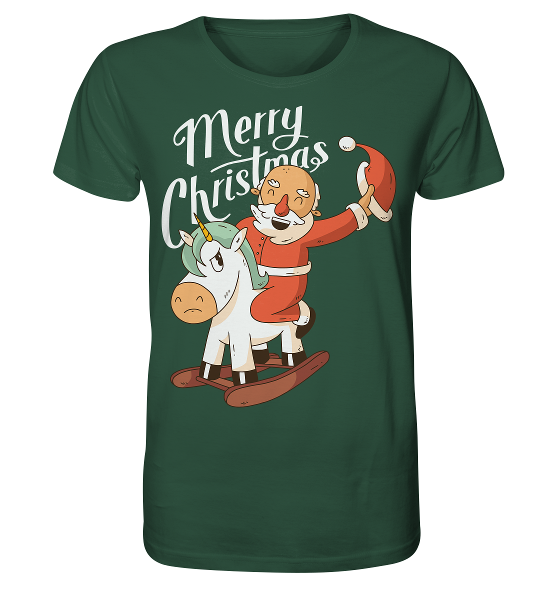 Weihnachten Nikolaus am Schaukelpferd Merry Christmas  - Organic Shirt