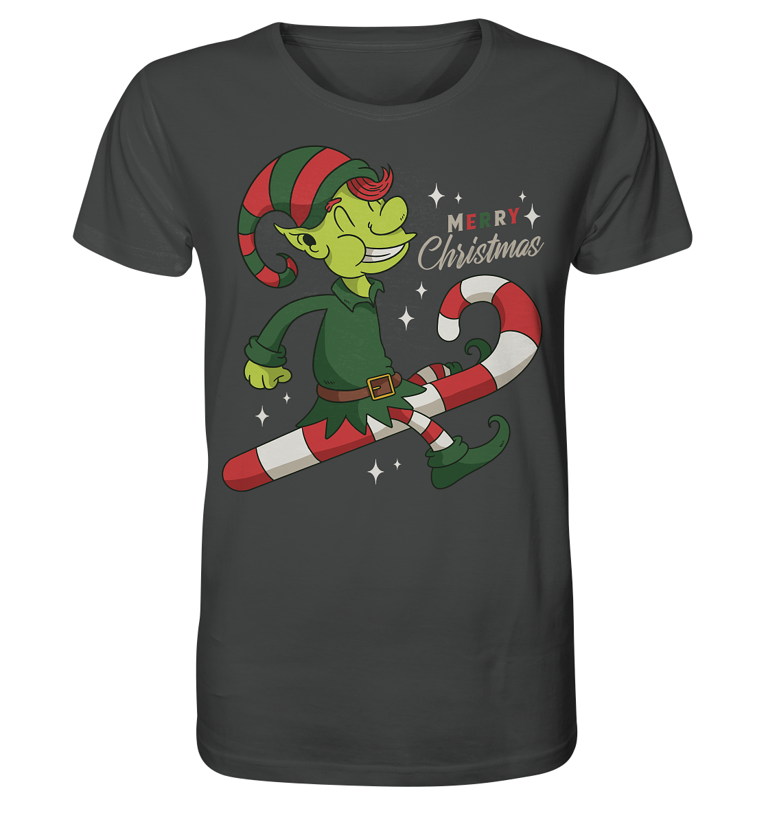 Weihnacht Design Netter Weihnachtself  mit Zuckerstange Merry Christmas - Organic Shirt