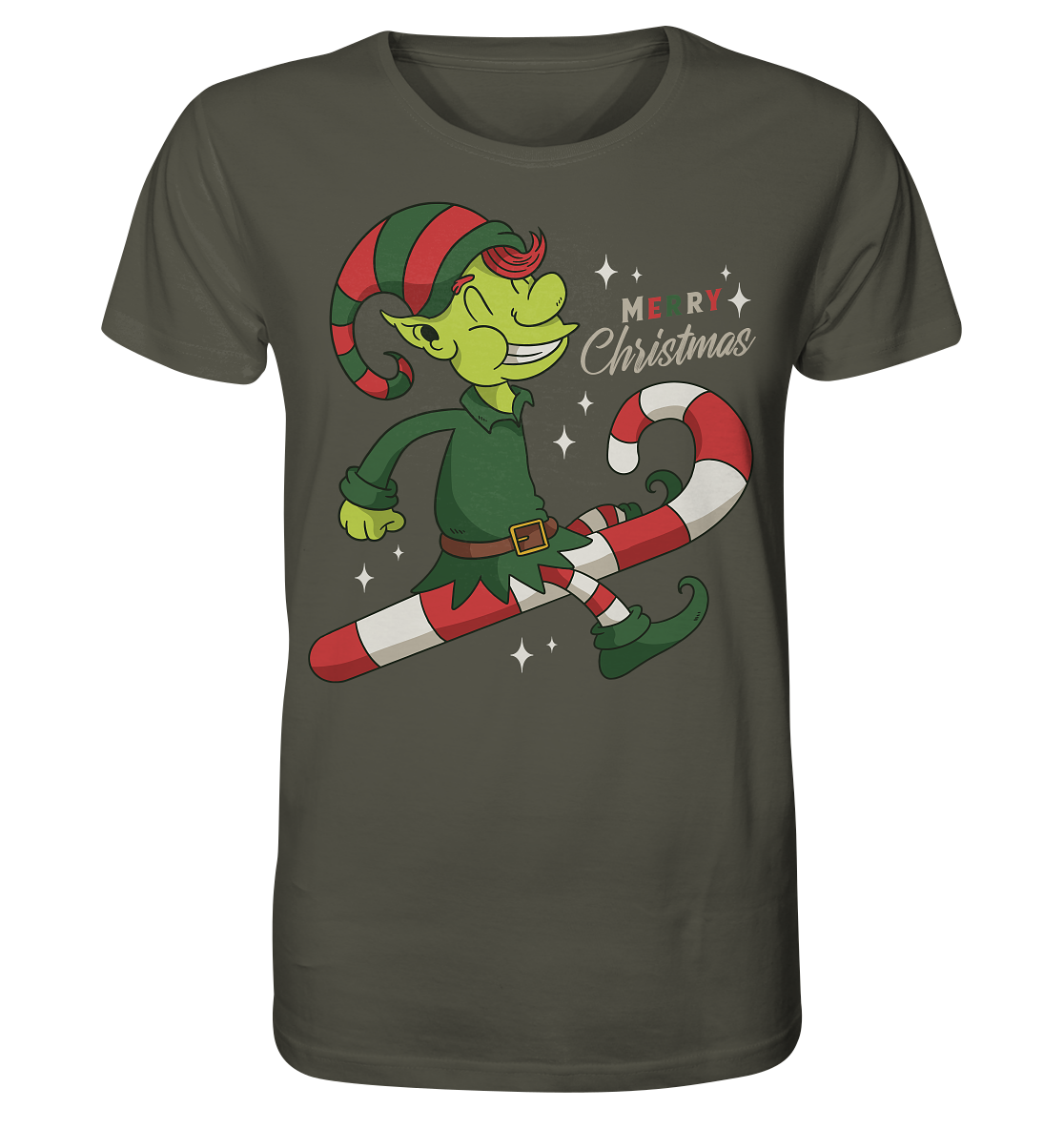 Weihnacht Design Netter Weihnachtself  mit Zuckerstange Merry Christmas - Organic Shirt