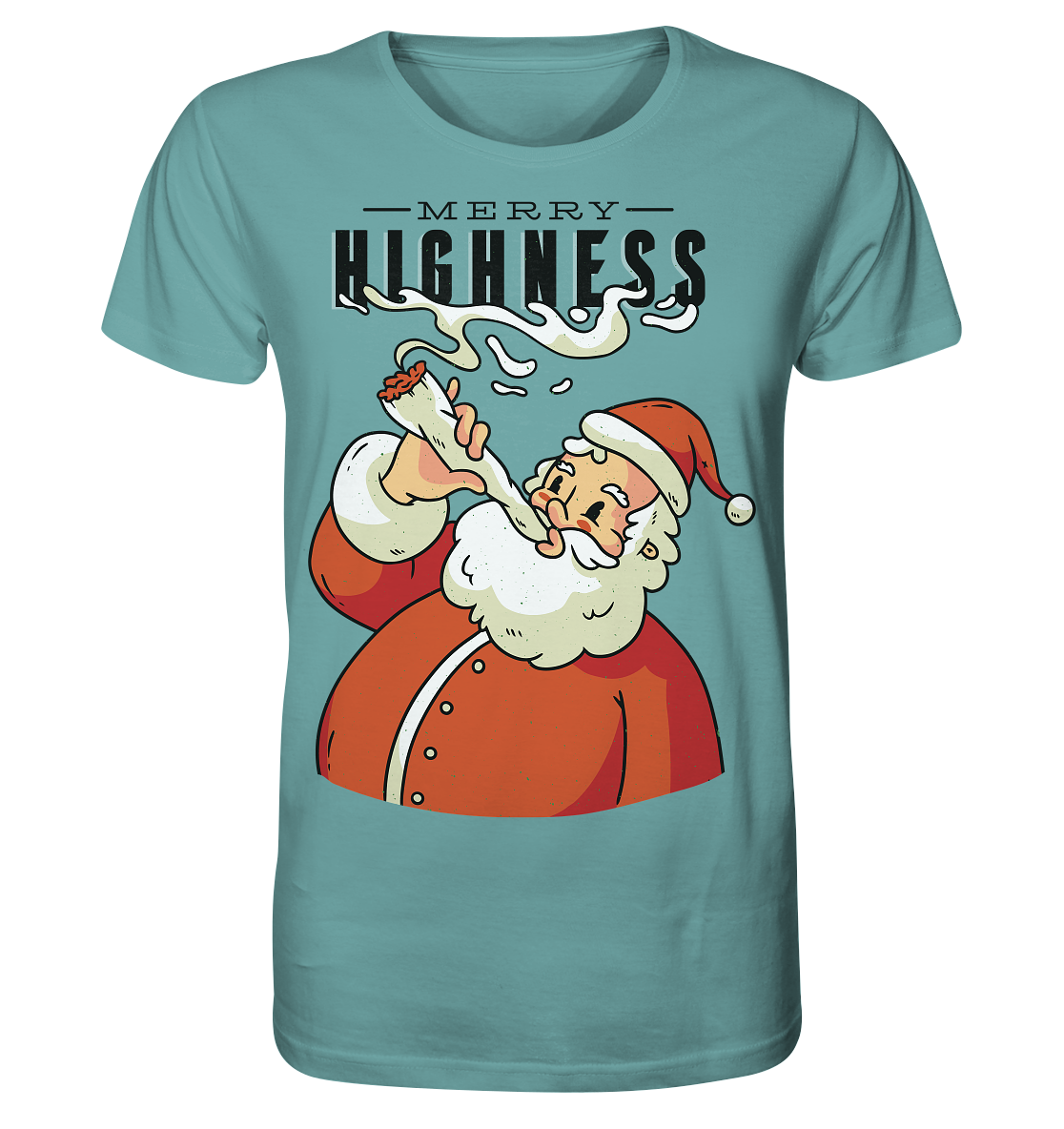 Weihnachten Kiffender Weihnachtsmann Nikolaus Merry Highness - Organic Shirt