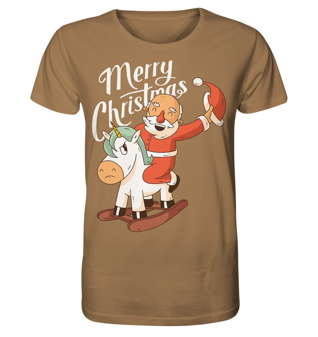 Weihnachten Nikolaus am Schaukelpferd Merry Christmas  - Organic Shirt