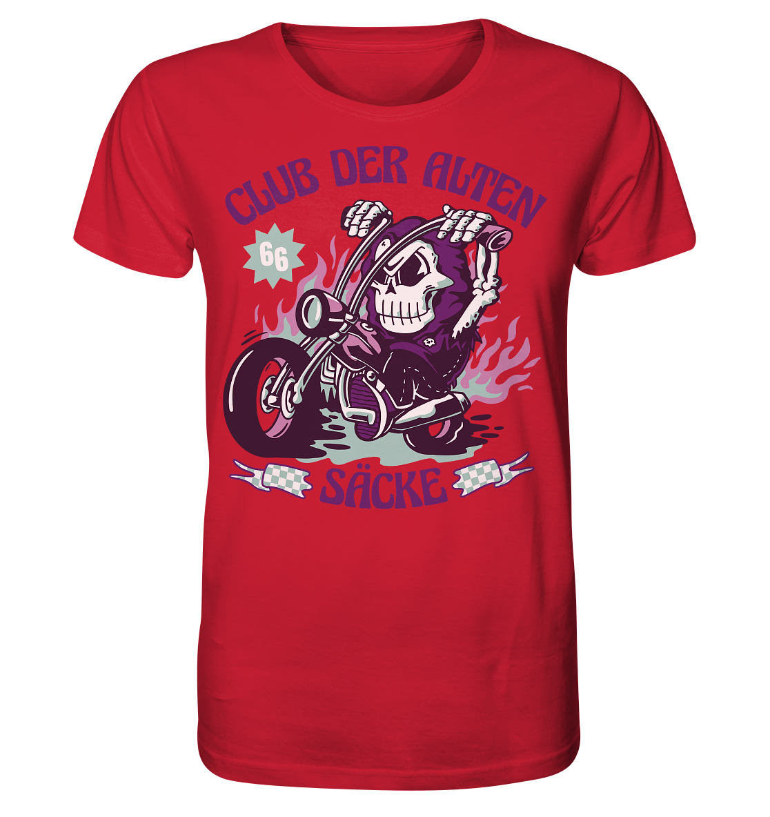 Club der alten Säcke ,Biker ,Motorradfahrer Skelett - Organic Shirt