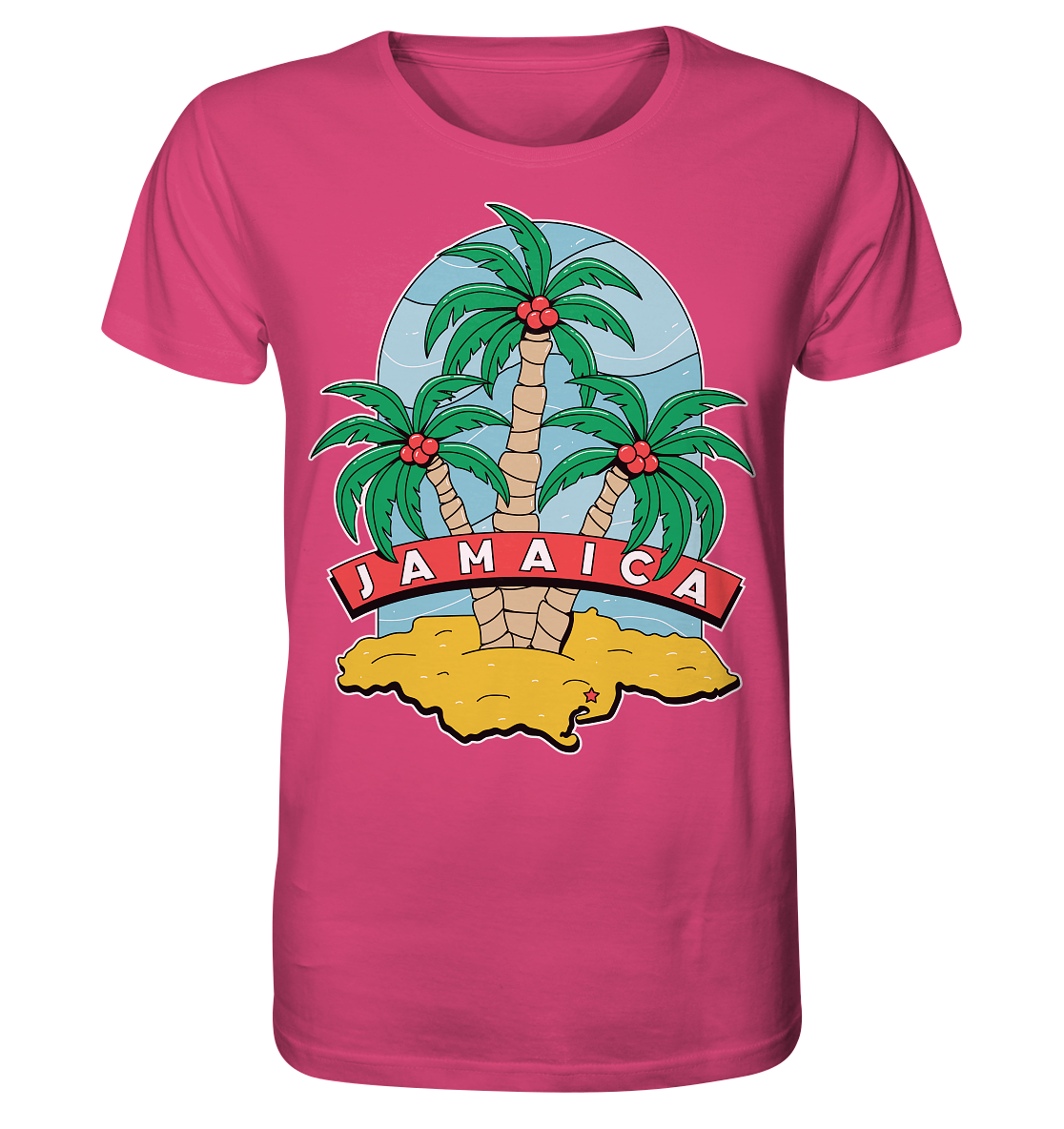 Jamaica Strand mit Palmen  - Organic Shirt