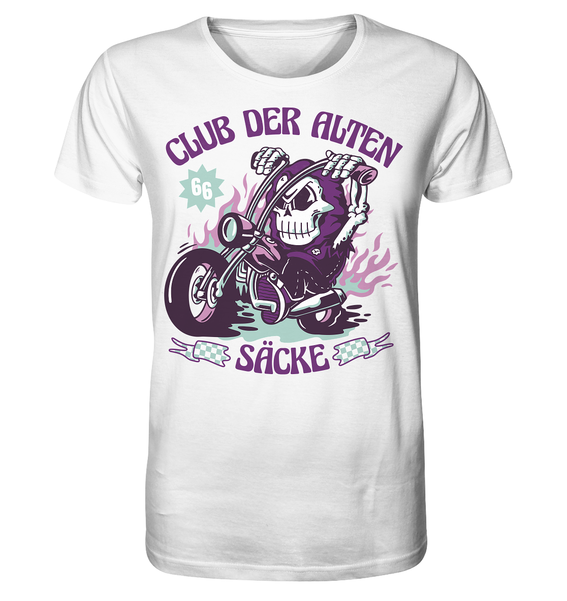 Club der alten Säcke ,Biker ,Motorradfahrer Skelett - Organic Shirt