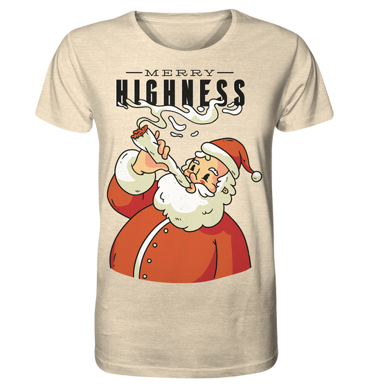 Weihnachten Kiffender Weihnachtsmann Nikolaus Merry Highness - Organic Shirt