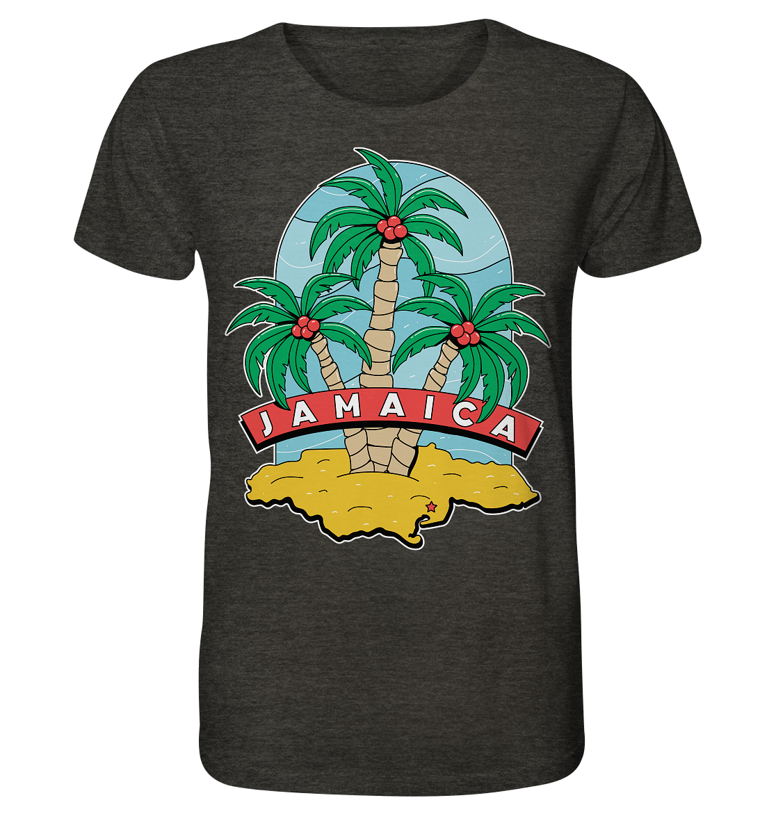 Jamaica Strand mit Palmen  - Organic Shirt (meliert)