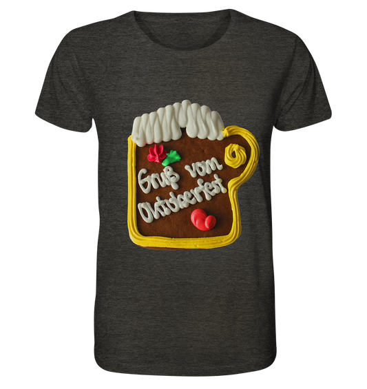 Gingerbread mug greeting from Oktoberfest, autumn festival, folk festival - organic shirt (mottled)